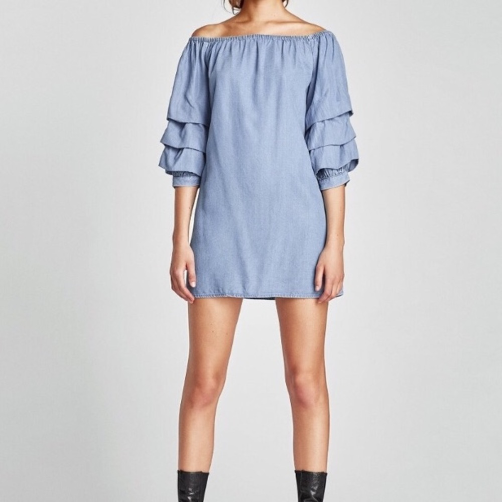 ZARA Off the Shoulder Cambray Dress